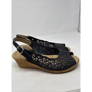SPRING STEP Sandals Women Saibara Shoes 40 Perforated Leather Wedge Comfort